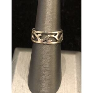 Sterling Silver Tidal Wave 7mm Wide Band Ring Sz 6.75 925